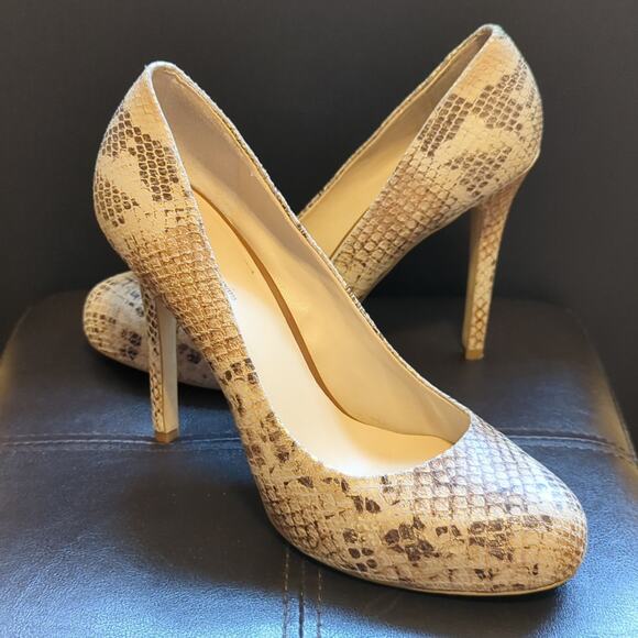 INC International Concepts Snakeskin Print Leather High Heels - Picture 1 of 4